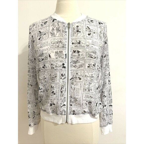 Disney Size Small Connect Bomber Style Jacket Sheer Cartoon Reel Black White - Picture 1 of 6
